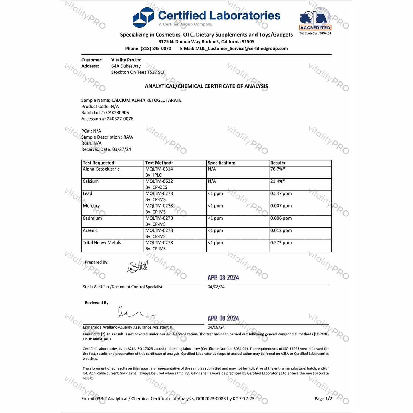 CaAKG - Pharmaceutical Grade Vitamins