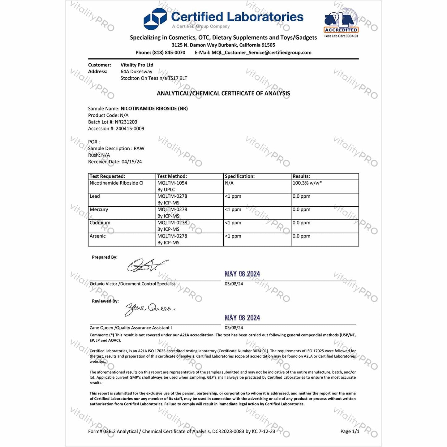 NR - Pharmaceutical Grade Vitamins