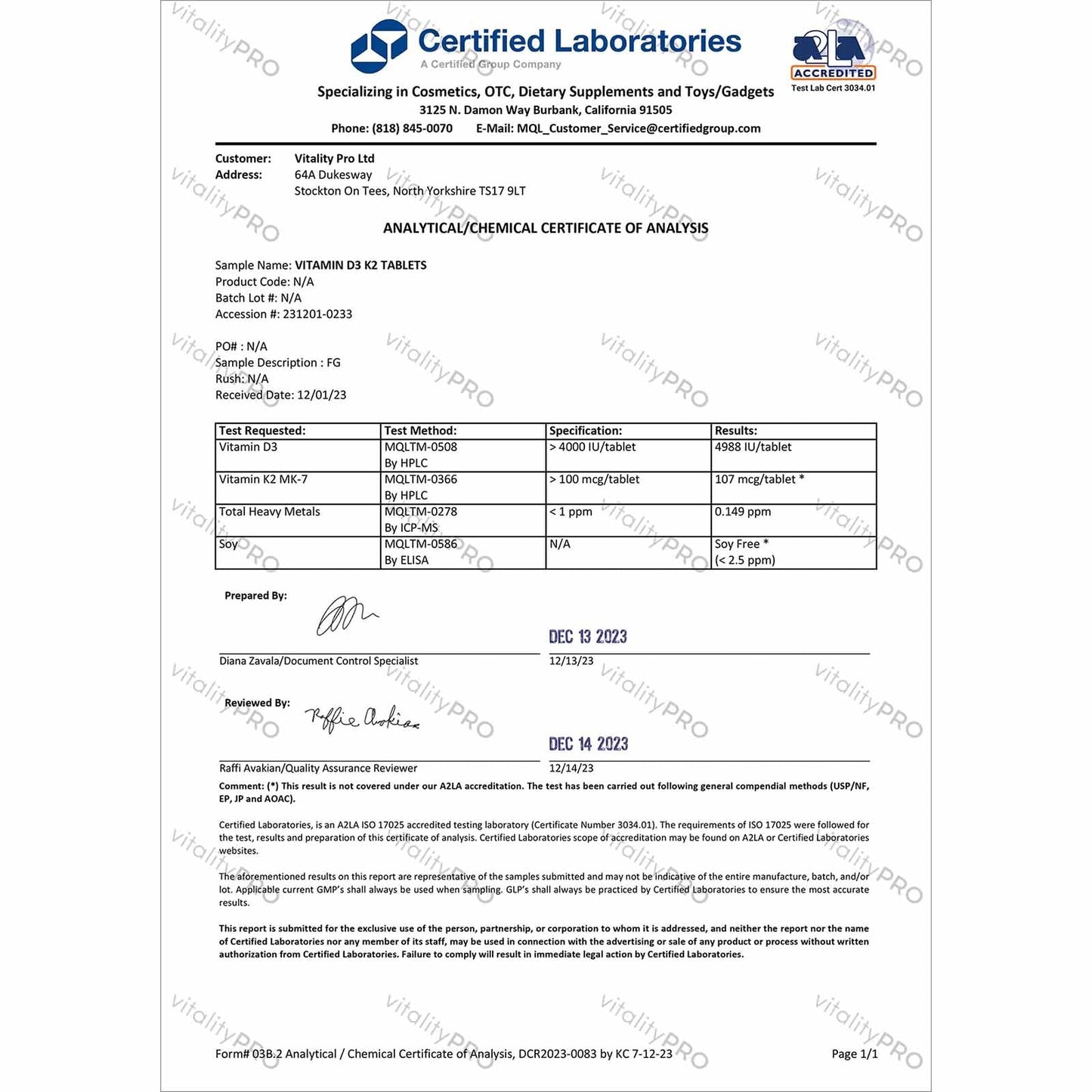 Vitamins D3+K2 - Pharmaceutical Grade Vitamins