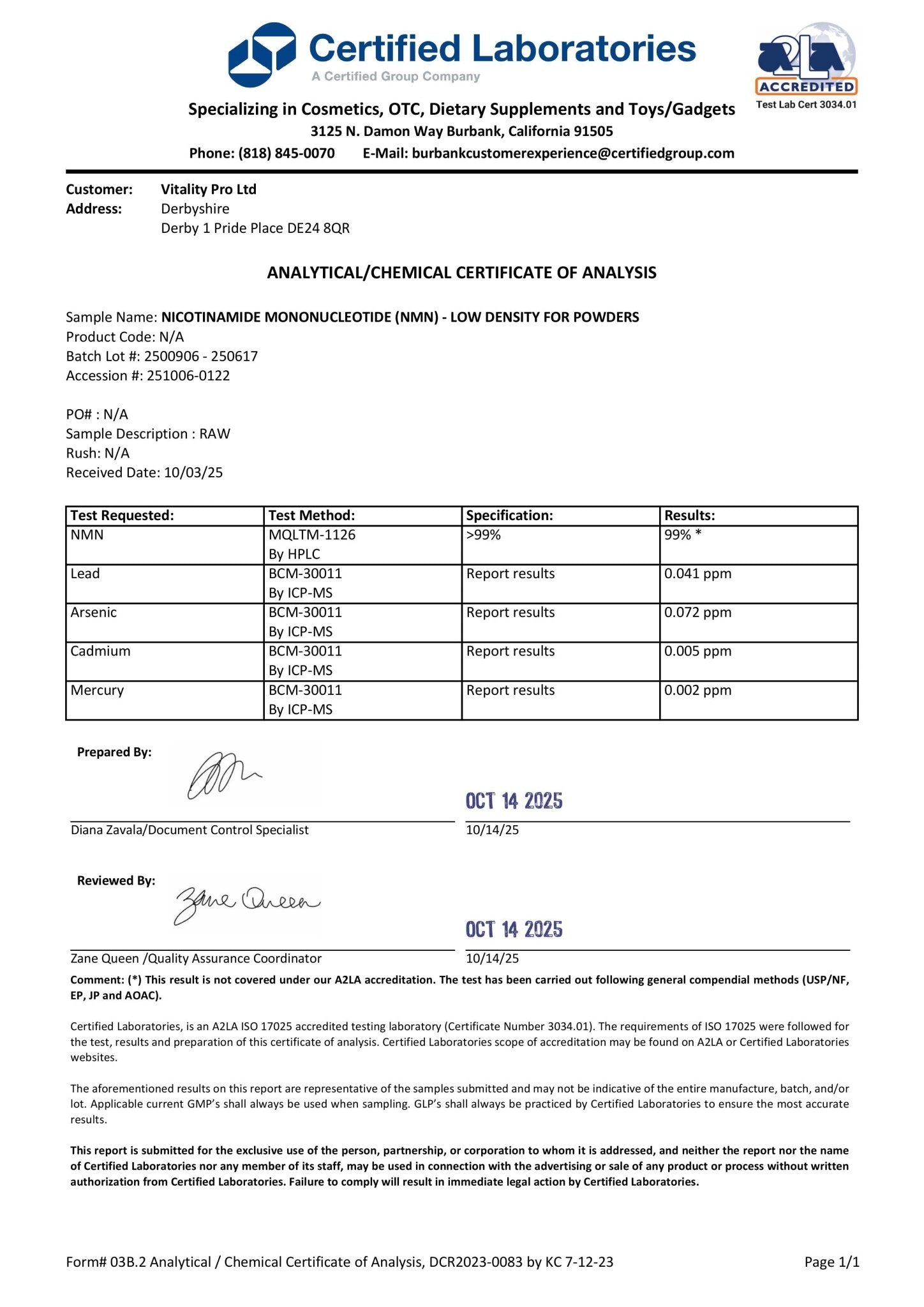 NMN Pulver: 20 gram - Pharmaceutical Grade Vitamins